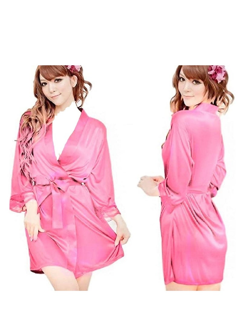 Women Pure Short Satin Silky  Summer Sleepwear Robe.  - Image 1