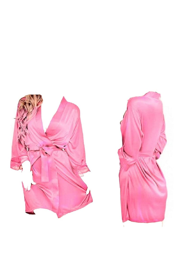 Women Pure Short Satin Silky  Summer Sleepwear Robe.  - Image 2