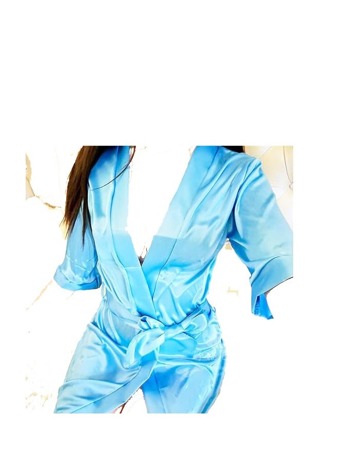 Women Pure Short Satin Silky  Summer Sleepwear Robe.  - Image 4