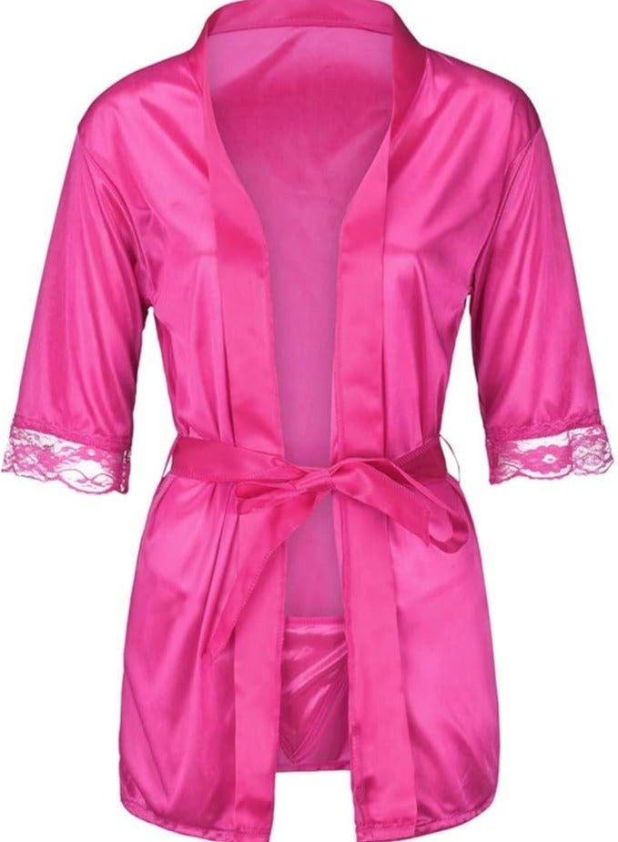 Women Pure Short Satin Silky  Summer Sleepwear Robe.  - Image 5