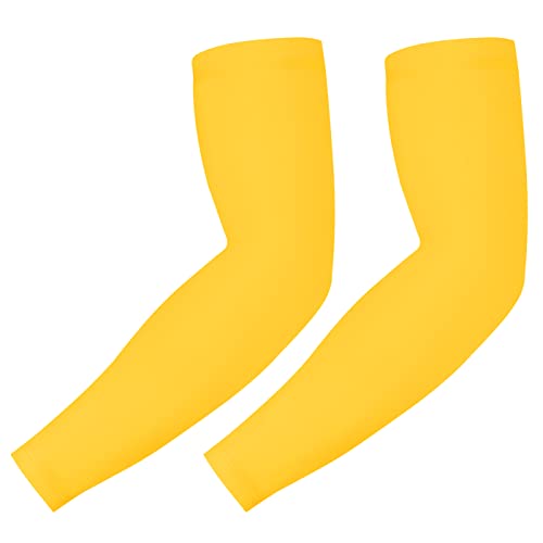 HDE Arm Sleeves for Men Women, Compression Sleeve Arm UV Protection Basketball Baseball Football Yellow - M - Image 2