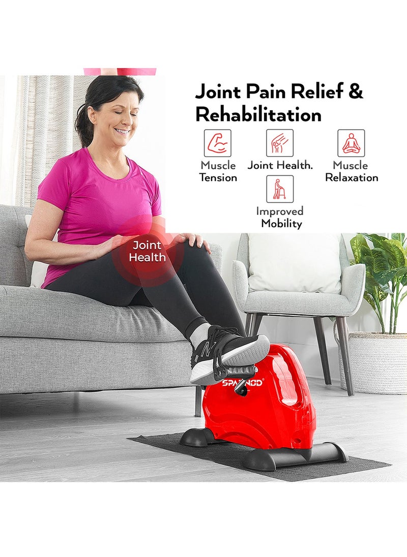 Sparnod Fitness SMB-300 Mini Cycle Pedal Exerciser with Adjustable Resistance, LCD Monitor: Portable Under Desk Exercise Machine for Light workout of Legs, Arms and Physiotherapy at Home and Office