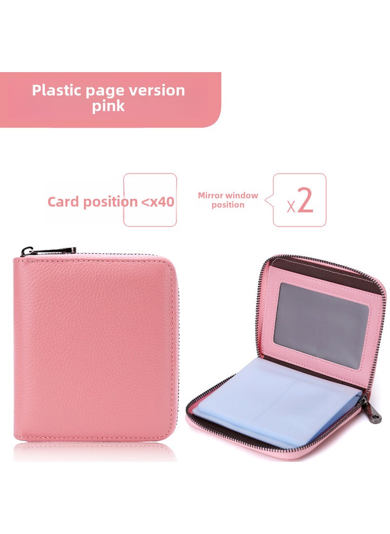 Generic Card Holder large capacity multi-card driving license holder mens and womens anti-degaussing coin purse integrated exquisite high-end small Pink (mirror window type 42 card position) Pink (mirror window type 42 card position) 