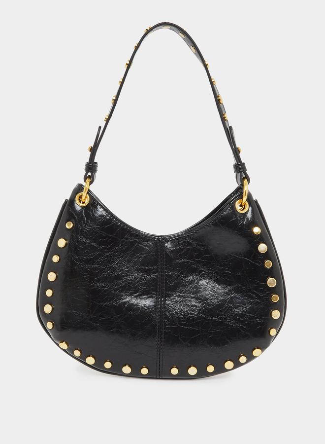 Styli Black Studded Baguette Bag with Chain Strap - Image 3