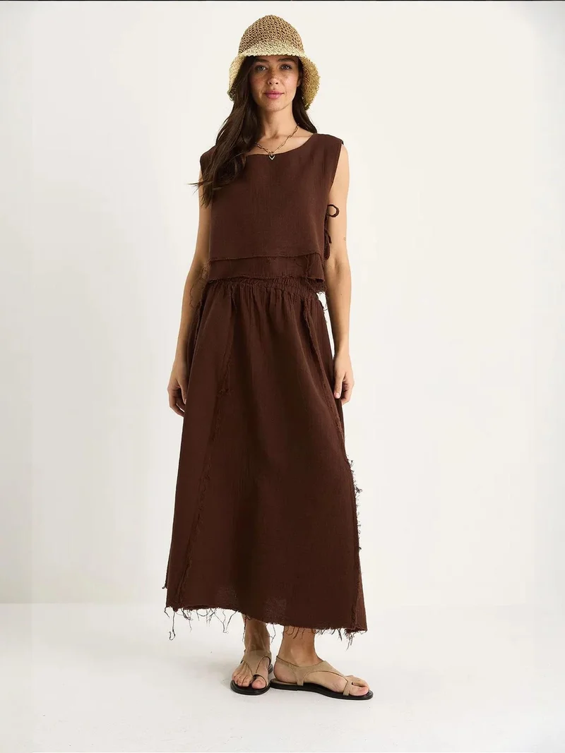 بيانكو لوتشي طقم تونيك قطني مزخرف وبنطلون واسع الساق من لوكسي