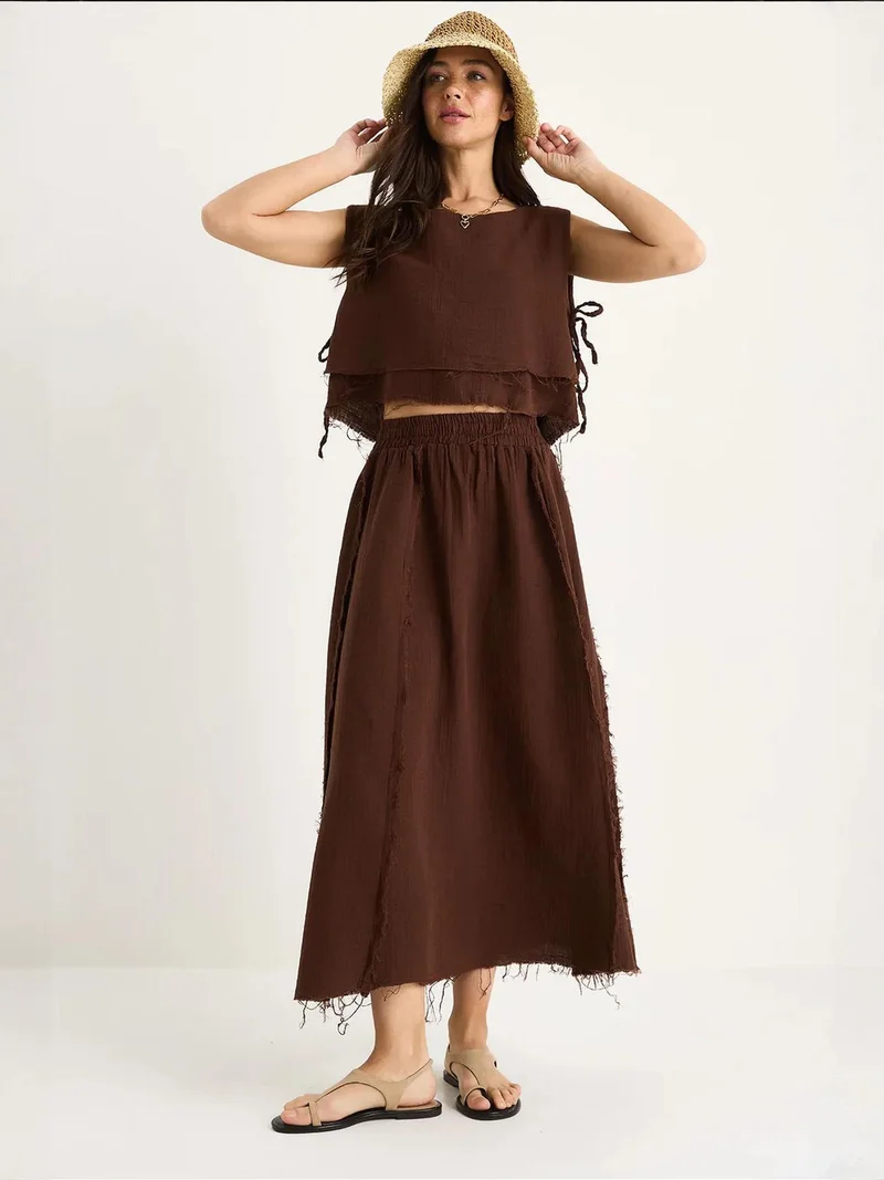 بيانكو لوتشي طقم تونيك قطني مزخرف وبنطلون واسع الساق من لوكسي