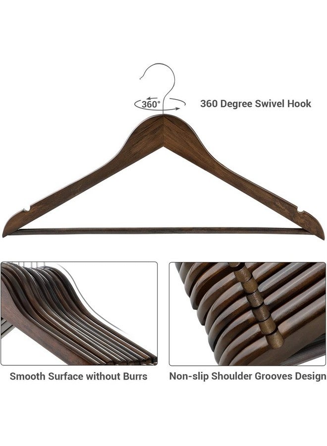 WHISKET Solid Wood Hangers,Premium Wood Hangers with 360-Degree Rotatable Hook and Notches, Natural, Heavy Duty Wood Hangers for Coats, Suits, Jackets, Closet (Walnut) [Pack of 40] - Image 5