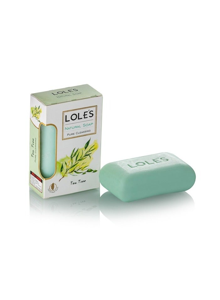 LOLE'S Luxury Pure Natural Soap, Tea Tree Beauty Bar, Detox & Deep Cleansing Face and Body Care - Vitamin E, SLS-Free, Crisp & Fresh Touch, 100% Vegetable, No Animal Fat 150g - Image 1