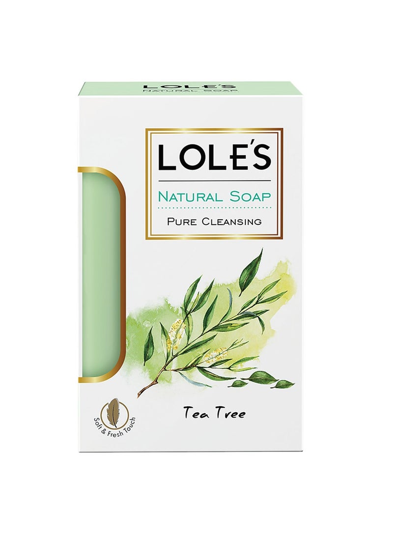 LOLE'S Luxury Pure Natural Soap, Tea Tree Beauty Bar, Detox & Deep Cleansing Face and Body Care - Vitamin E, SLS-Free, Crisp & Fresh Touch, 100% Vegetable, No Animal Fat 150g - Image 2