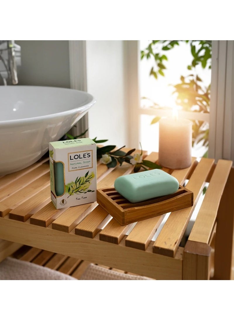 LOLE'S Luxury Pure Natural Soap, Tea Tree Beauty Bar, Detox & Deep Cleansing Face and Body Care - Vitamin E, SLS-Free, Crisp & Fresh Touch, 100% Vegetable, No Animal Fat 150g - Image 3