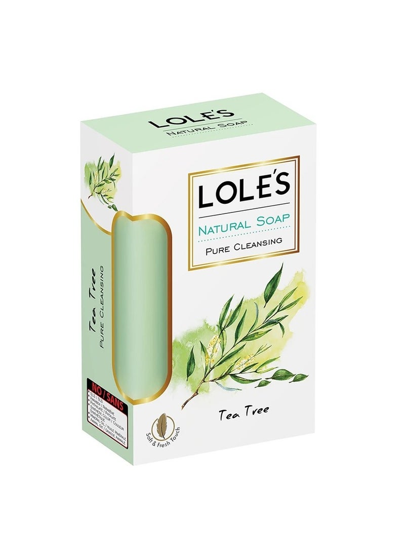 LOLE'S Luxury Pure Natural Soap, Tea Tree Beauty Bar, Detox & Deep Cleansing Face and Body Care - Vitamin E, SLS-Free, Crisp & Fresh Touch, 100% Vegetable, No Animal Fat 150g - Image 4