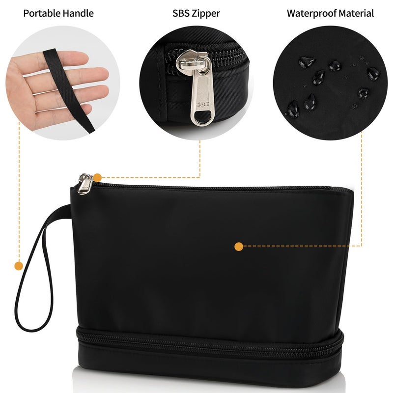 Ethereal Makeup Bag for Purse, Small Travel Makeup Organizer Bag for Women Daily Double Layer Cosmetic Bag Portable Makeup Brush Bags - Image 4