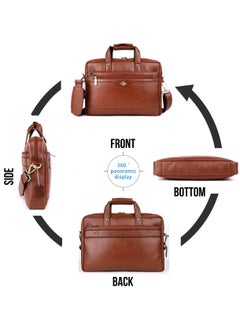 LAVERI LEATHER LAVERI Laptop Bag for Men - Leather Messenger Bag for Office - Fits up to 15 Inch Laptop - Shoulder Bag with Multiple Compartments - Executive Leather Bag for Work/Travel/Casual  - 2815  - Image 2
