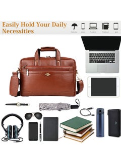 LAVERI LEATHER LAVERI Laptop Bag for Men - Leather Messenger Bag for Office - Fits up to 15 Inch Laptop - Shoulder Bag with Multiple Compartments - Executive Leather Bag for Work/Travel/Casual  - 2815  - Image 3