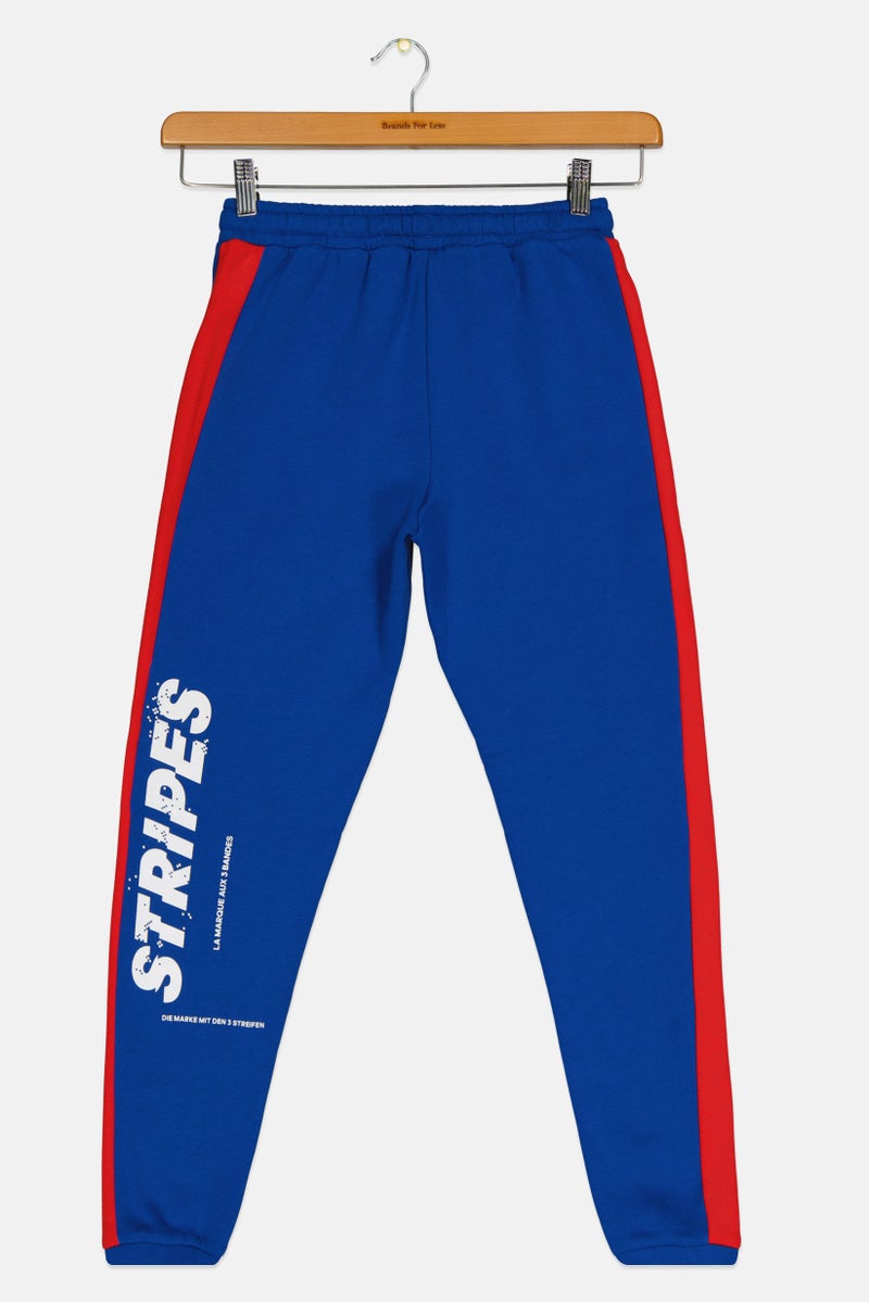 Adidas Kids Boy Sportswear Fit Brand Logo Outdoor Sweatpants, Blue  - Image 2
