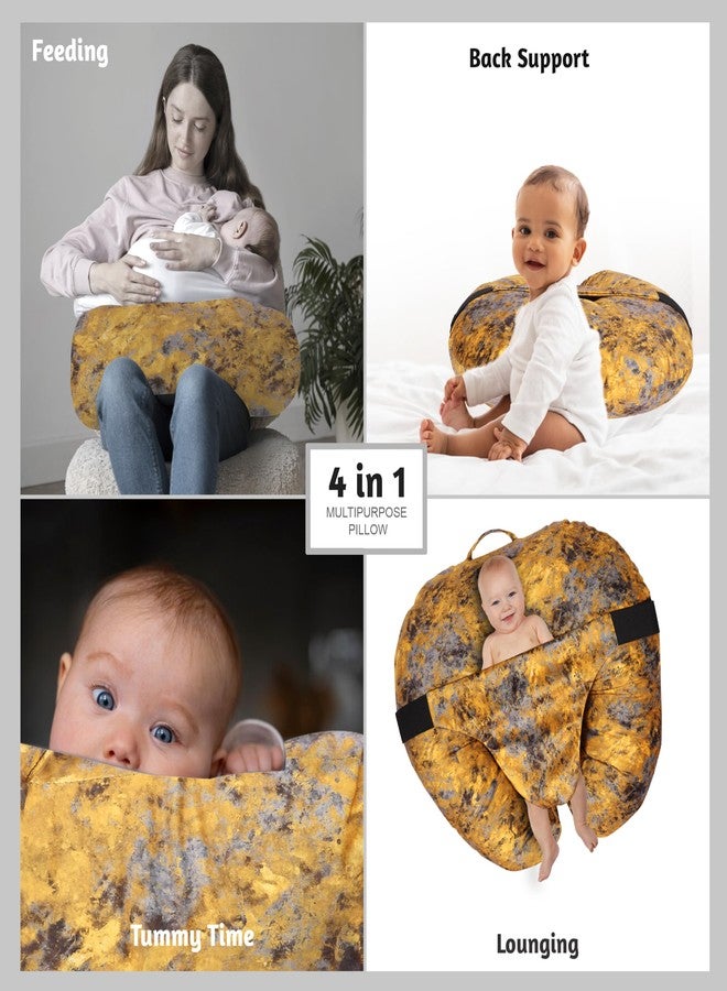 BOFFLE New Born Baby Nursing Feeding Pillow, Breastfeeding Pillows with Removable Cover, Infant Support for Baby & Mom Cradle 0-24 Months (Yellow) - Image 4