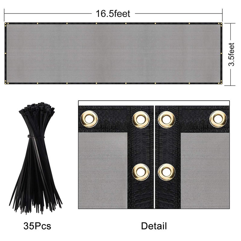 DearHouse Balcony Privacy Screen Cover, 3.5ft x16.5ft Privacy Screen Balcony Shield for Porch Deck Outdoor Backyard Patio Balconys, Includes 35 pc Cable Ties - Image 3