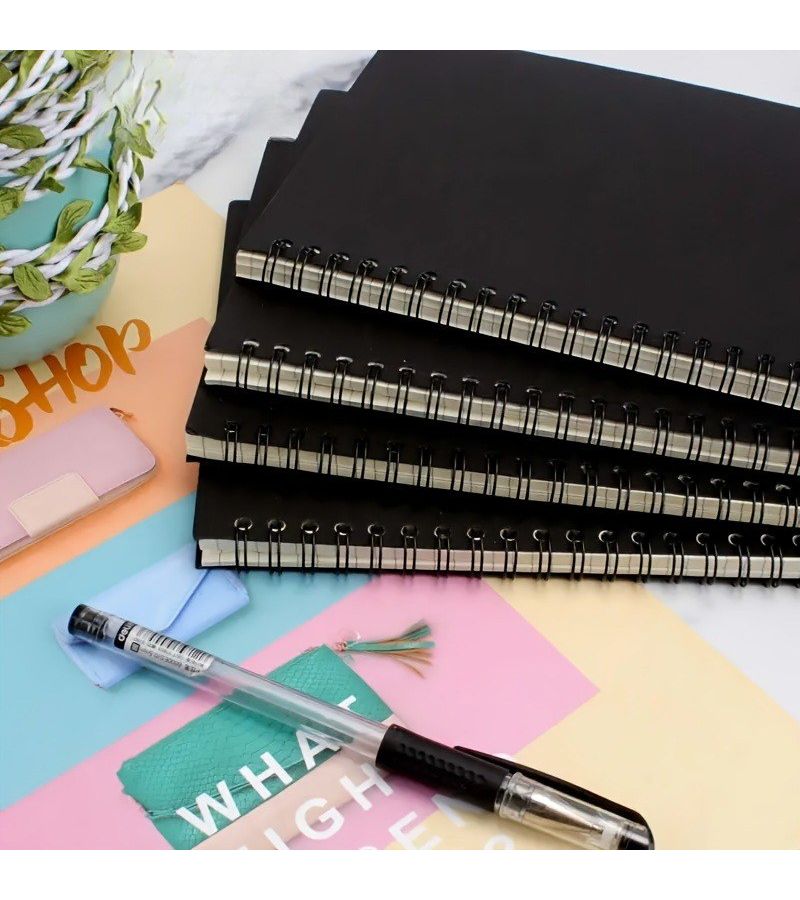 9pcs A5 Hardcover Coil Notebooks 60 Sheets 120 Pages Black Thick Paper for Work School Office - Image 3