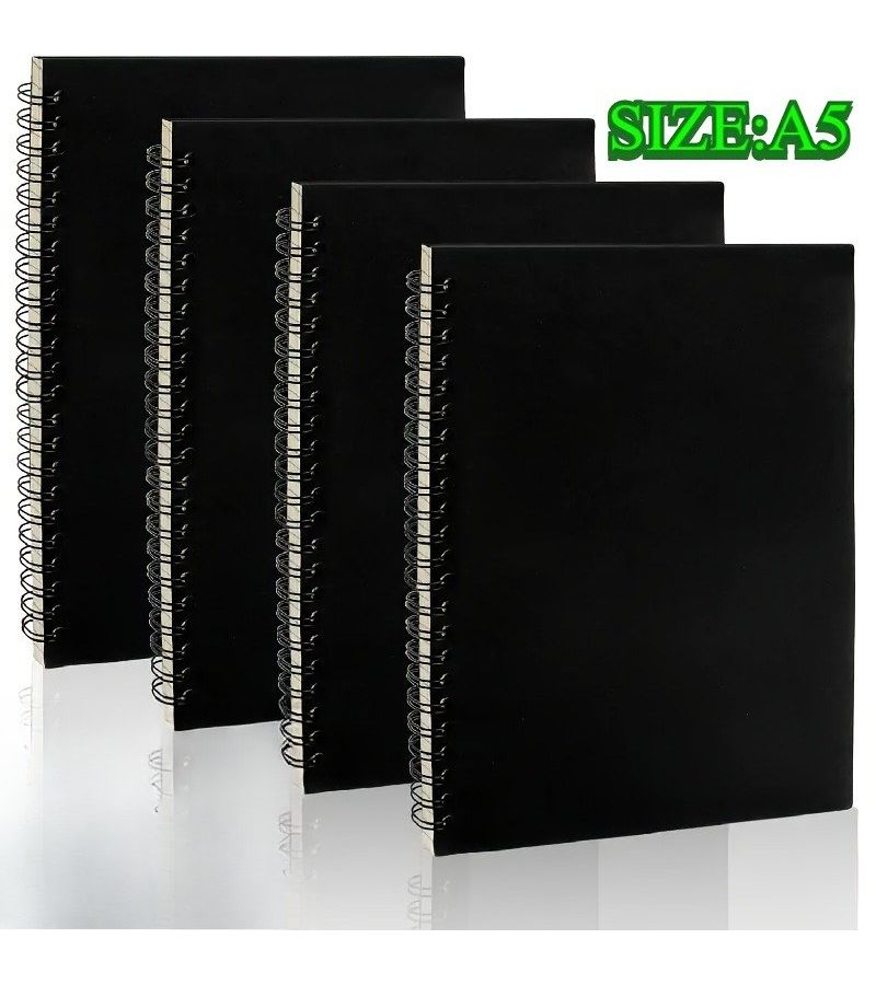9pcs A5 Hardcover Coil Notebooks 60 Sheets 120 Pages Black Thick Paper for Work School Office - Image 1