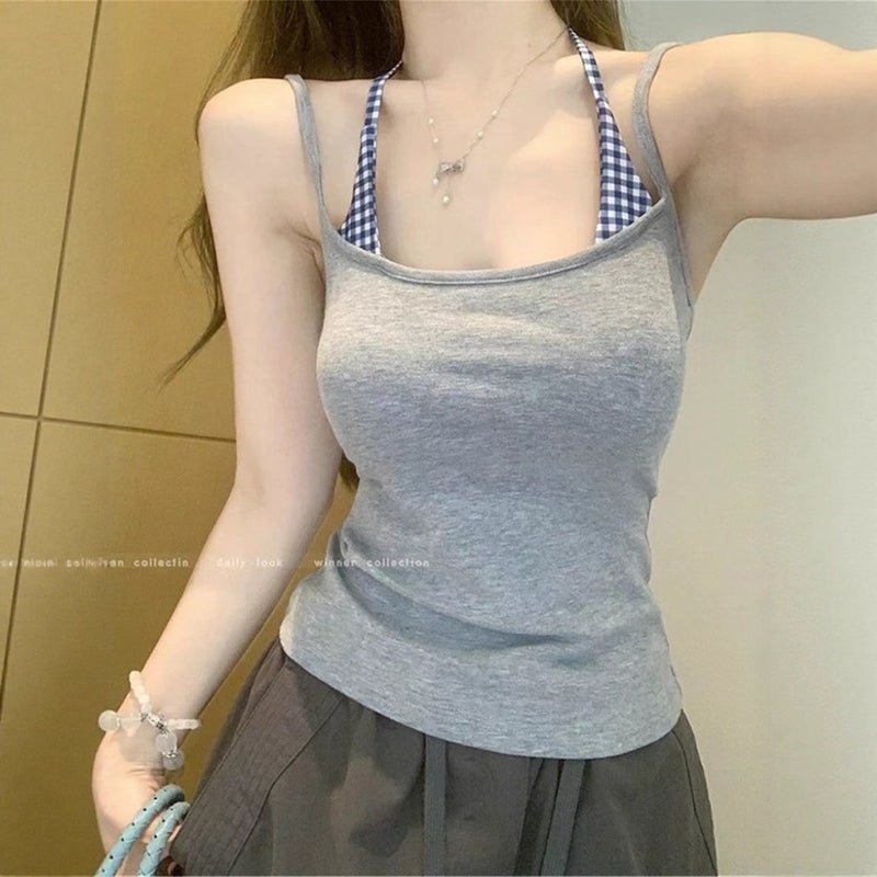 Women's Thai Style Seaside Camisole with Padded Built-in, Halter Neck Sleeveless Top - Image 3