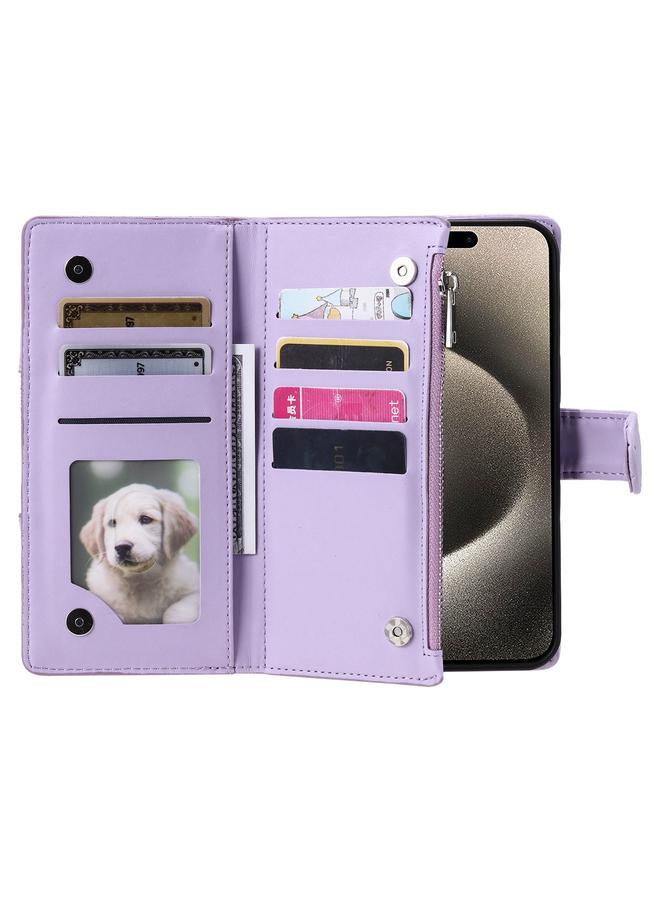 Zaboon Case For iPhone 13 Pro Max Glitter Lattice Zipper Wallet Leather Phone Case - Image 4