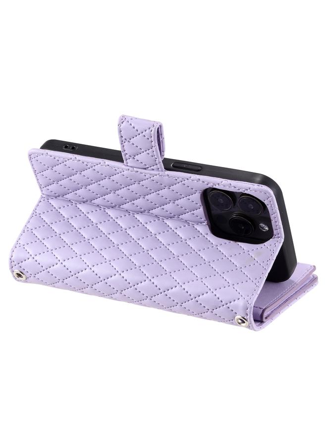 Zaboon Case For iPhone 13 Pro Max Glitter Lattice Zipper Wallet Leather Phone Case - Image 5