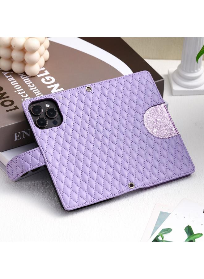 Zaboon Case For iPhone 13 Pro Max Glitter Lattice Zipper Wallet Leather Phone Case - Image 2
