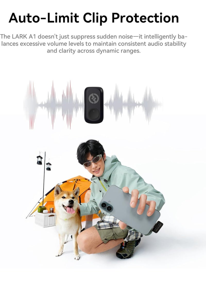 Hollyland LARK A1 Combo Wireless Microphone for iPhone & Android, Pure Sound, 3-Level Intelligent Noise Cancellation, Magnetic Mini Microphone for Vlogging, YouTube, Podcast, TikTok Lark A1 Combo Space Gray - Image 3