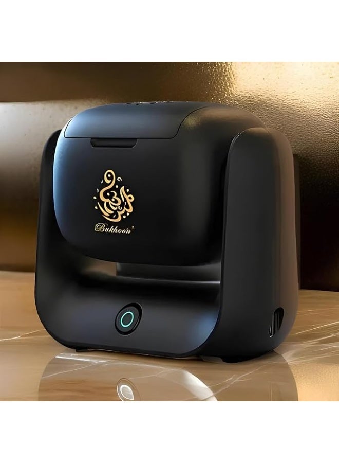 مبخرة بخور كهربائية دوارة – مبخرة بخور B36 باللونين الأسود والذهبي، بتصميم عربي تقليدي - Image 5