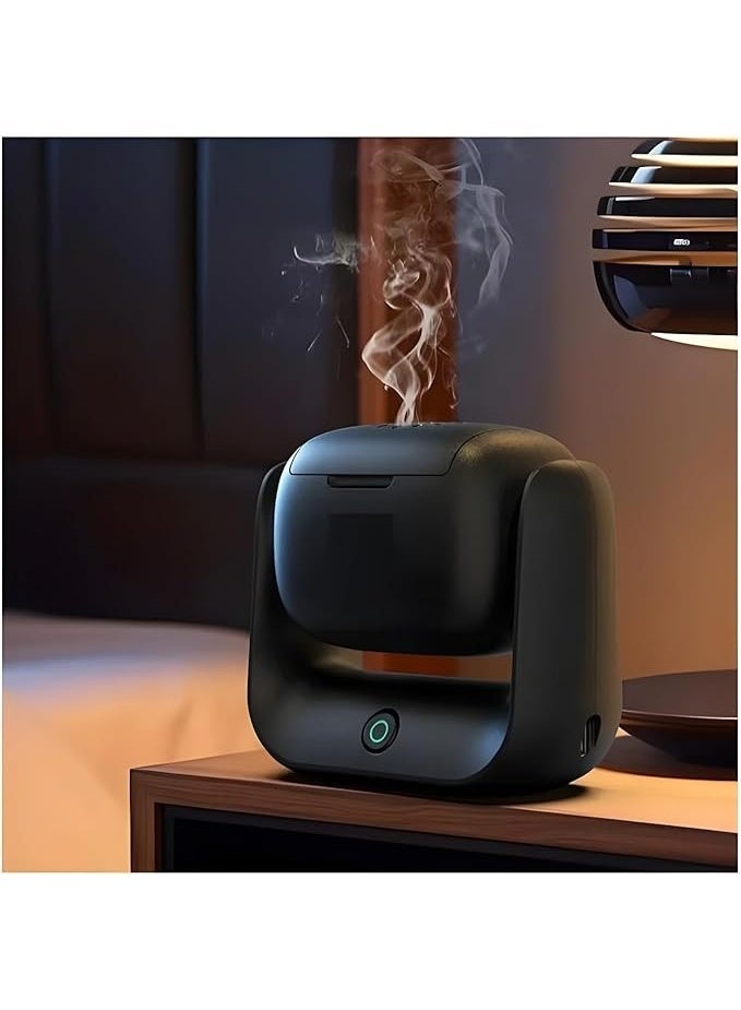 مبخرة بخور كهربائية دوارة – مبخرة بخور B36 باللونين الأسود والذهبي، بتصميم عربي تقليدي - Image 2