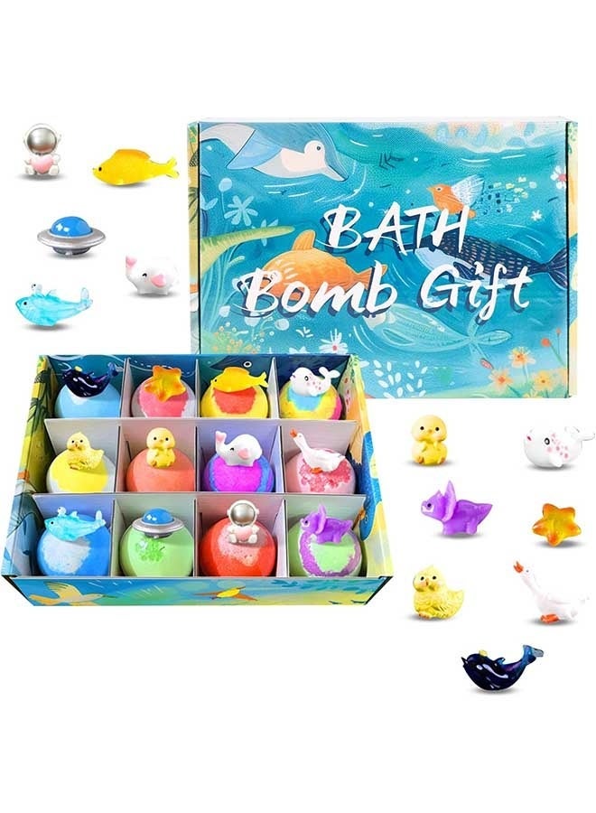 Beauenty Bath Bombs for Kids with Toys Inside - Set of 12 Bubble Bath Fizzies with Cute Animal Toys. Gentle and Kids Safe Spa Bath Fizz Balls Kit. Birthday Gifts for Boys, Girls - Image 1