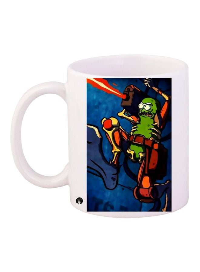 RYN Cartoon Printed Coffee Mug White/Blue/Green 11ounce