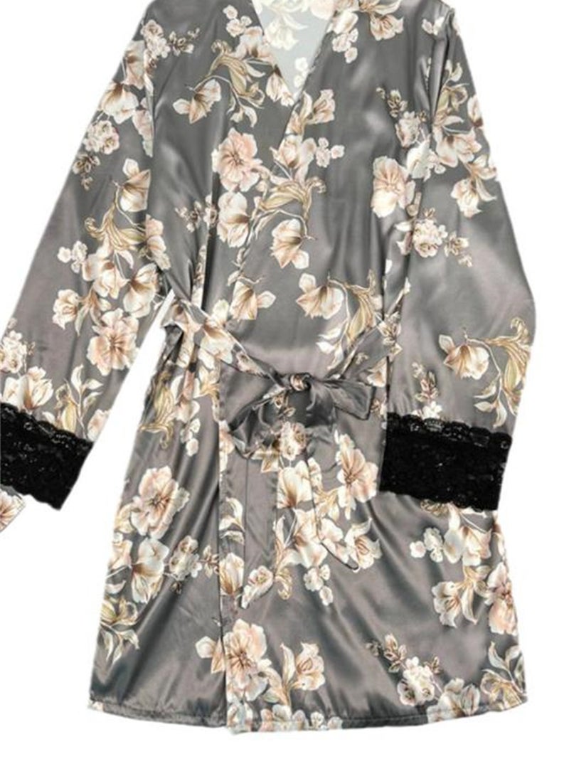 3pcs women's pajamas lace cardigan pajamas set - Image 2