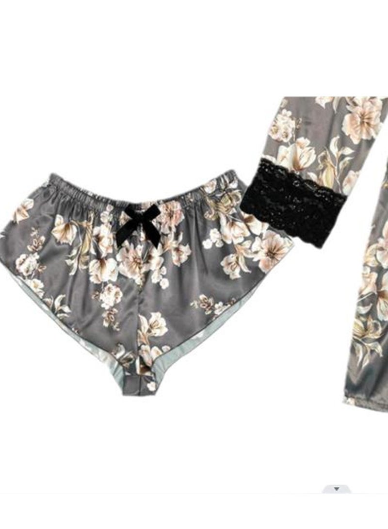 3pcs women's pajamas lace cardigan pajamas set - Image 4