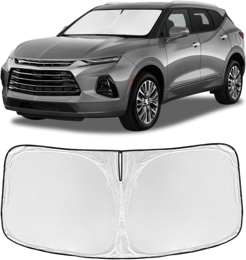 ZOIBV for Chevrolet Blazer 2019-2025 2026 Windshield Sun Shade - 4 Layers for Front Windows Shade Cover Custom Fit Blazer (NOT for EV) 250T Sun Visor Retractable Block UV Rays Car Accessories - Image 1