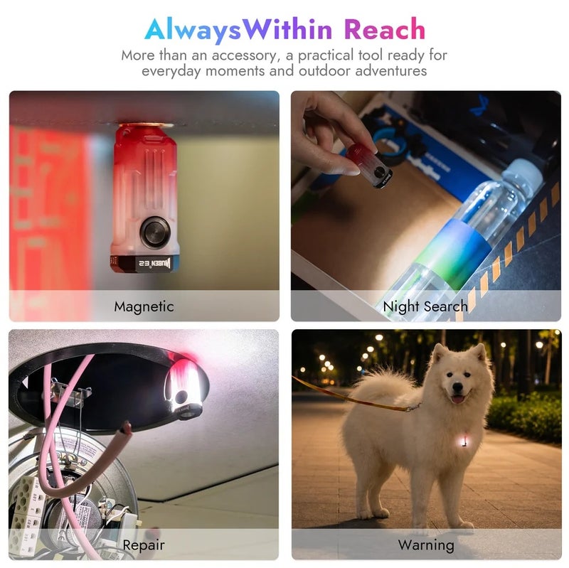Wuben E2 & G5 Edc Flashlight Rechargeable Mini Ultra Light Keychain 3-in-1 Heartbeat Strobe Torch for Camping Outdoor - Image 5