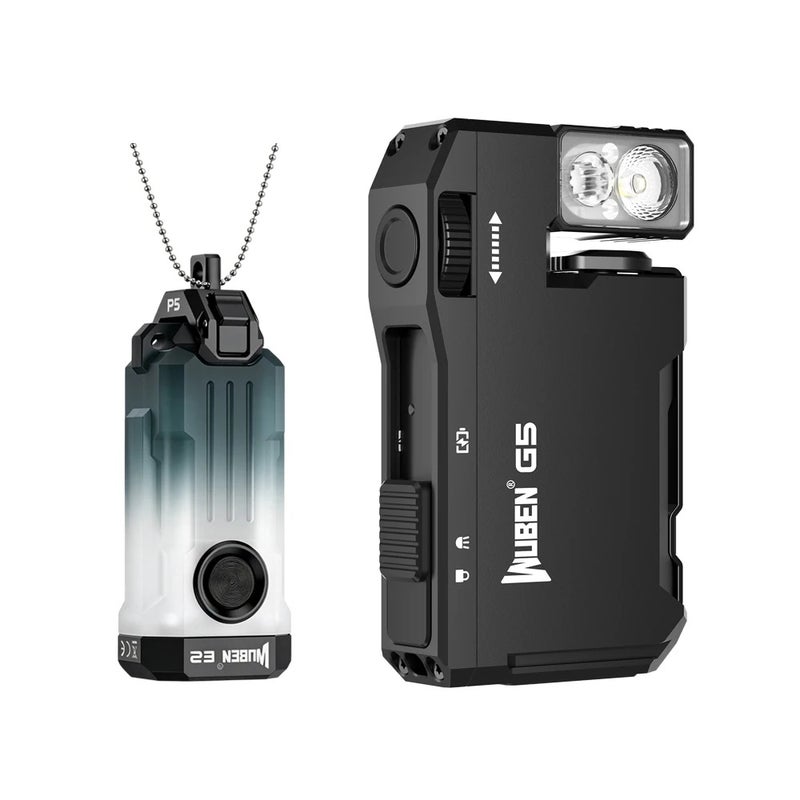Wuben E2 & G5 Edc Flashlight Rechargeable Mini Ultra Light Keychain 3-in-1 Heartbeat Strobe Torch for Camping Outdoor - Image 1