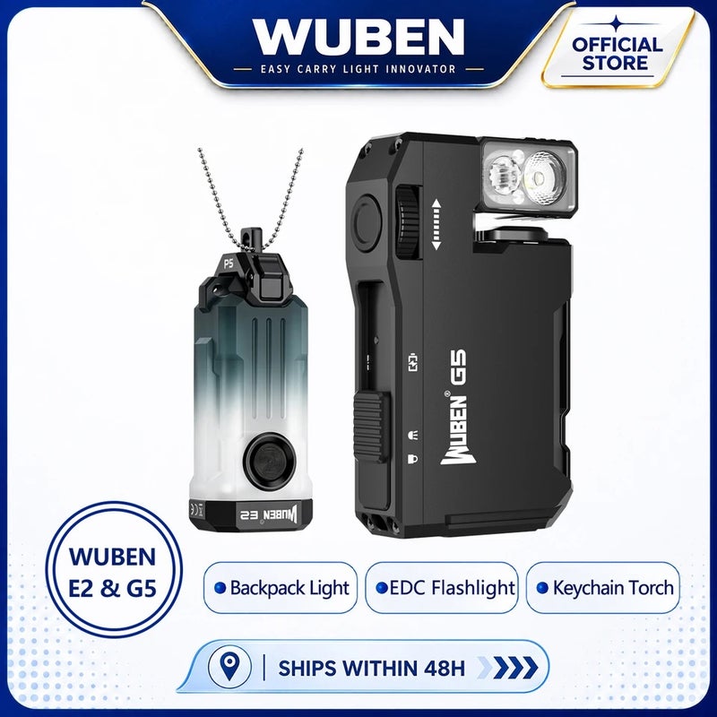 Wuben E2 & G5 Edc Flashlight Rechargeable Mini Ultra Light Keychain 3-in-1 Heartbeat Strobe Torch for Camping Outdoor - Image 2