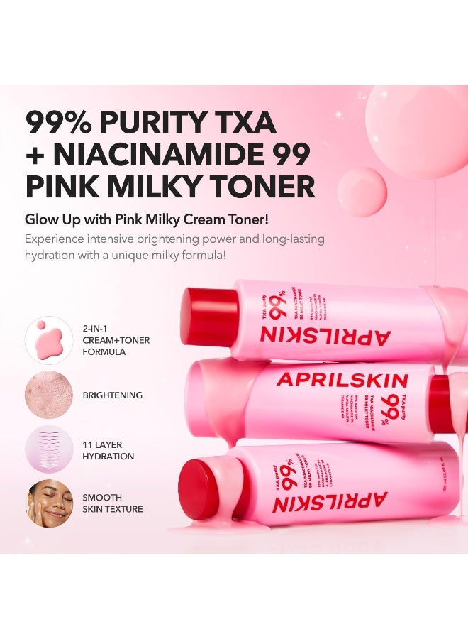 APRILSKIN April Skin TXA Niacinamide 99 Pink Milky Brightening Cream Toner Even Skin Tone 150ml - Image 2