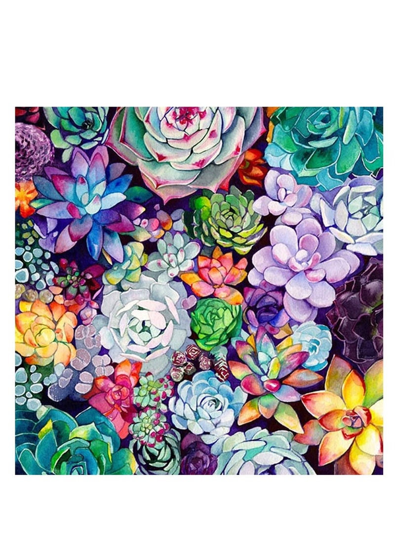 SYOSI DIY 5D Diamond Painting Kits for Adults, Round Full Drill-Crystal Rhinestone Embroidery Cross Stitch, Mosaic Making Colorful Succulents Diamond Art, Home Decor 15.7 X 15.7 Inch - Image 1