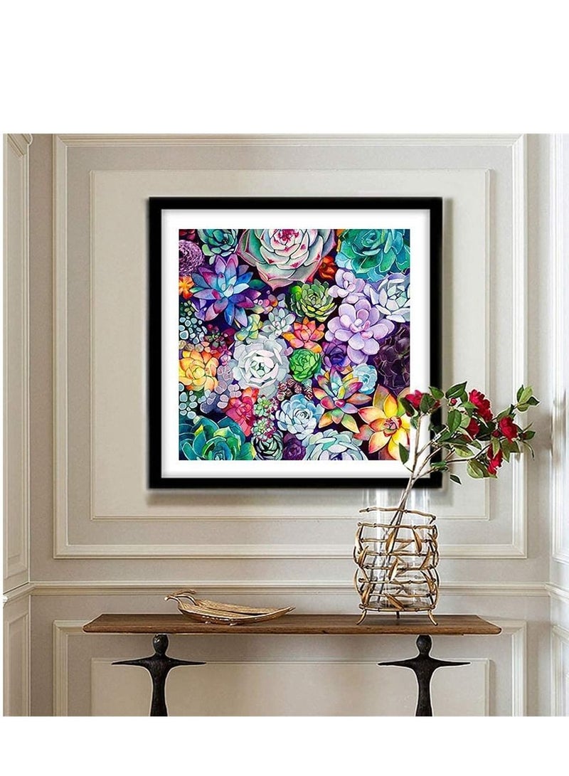 SYOSI DIY 5D Diamond Painting Kits for Adults, Round Full Drill-Crystal Rhinestone Embroidery Cross Stitch, Mosaic Making Colorful Succulents Diamond Art, Home Decor 15.7 X 15.7 Inch - Image 3