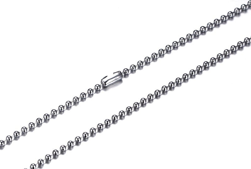 SINLEO Titanium Stainless Steel Small Beads Ball Chain Necklace for Men Women Dog Tag Link Chain Silver 2MM 24 Inches - Image 2