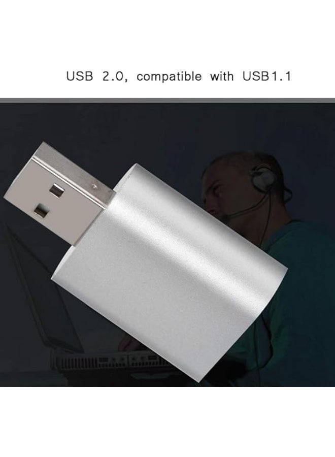USB 2.0 3D Stereo Sound Card – External 7.1 Channel Surround Audio Adapter with 3.5mm Speaker, Headphone & Mic Jack – Silver - Image 4