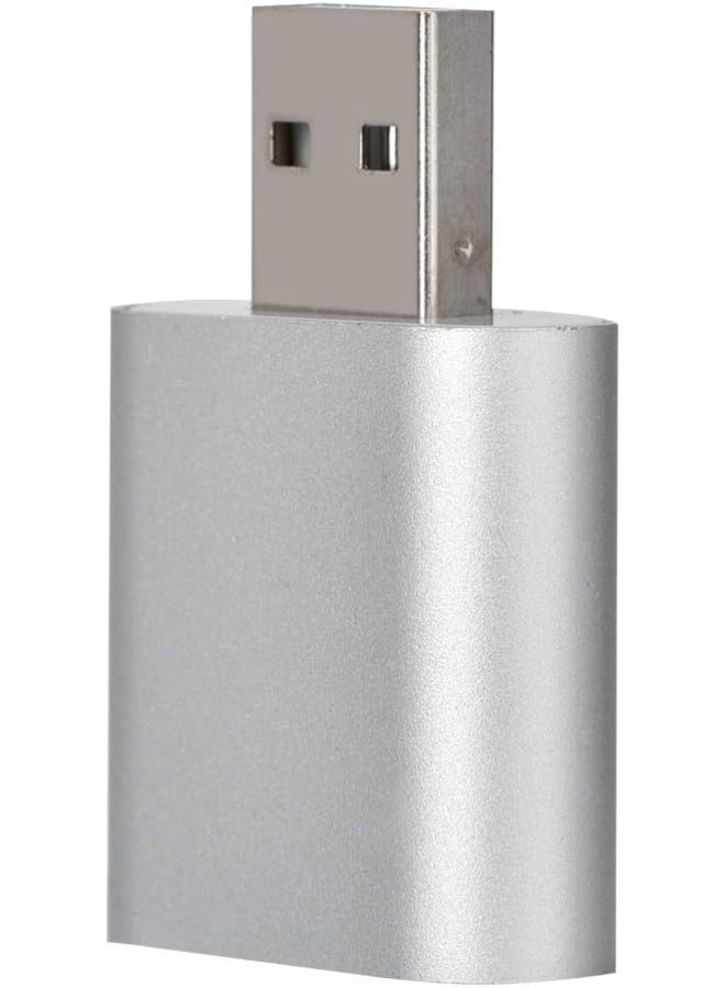 USB 2.0 3D Stereo Sound Card – External 7.1 Channel Surround Audio Adapter with 3.5mm Speaker, Headphone & Mic Jack – Silver - Image 2