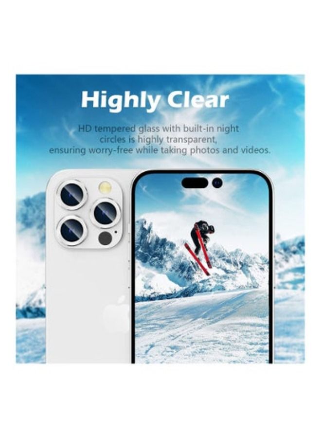 ACLIX Compatible with iPhone 14 Pro/iPhone 14 Pro Max Camera Lens Protector, Anti-Scratch HD Tempered Glass Lens Screen Protection Cover, Metal Individual Lens Ring 2022, Silver - Image 3