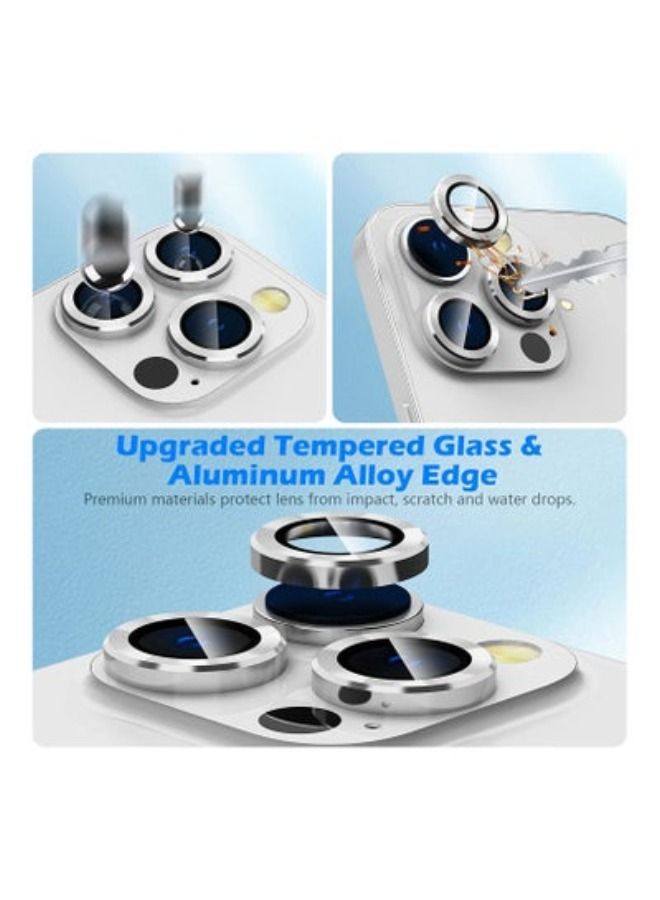 ACLIX Compatible with iPhone 14 Pro/iPhone 14 Pro Max Camera Lens Protector, Anti-Scratch HD Tempered Glass Lens Screen Protection Cover, Metal Individual Lens Ring 2022, Silver - Image 2