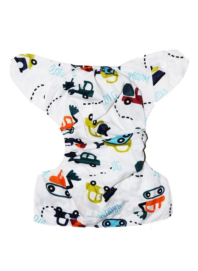 BabyMoon (Set Of 2) 1 Cloth Diaper With 5Layers Charcoal Bamboo Insert) Premium Adjustable Reusable Washable Cloth Diaper For Babies (Car)  - Image 4