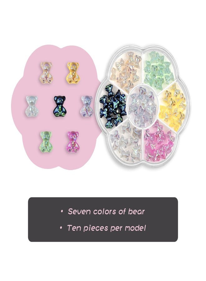 Katartizo Candy Colorful Bear Nail Stud Rhinestones Crystal, 3D Cute Bear Colorful Nail Charms Set for Nail Stones Design DIY Decoration Jewel Stones Nail Art Rhinestones - Image 2
