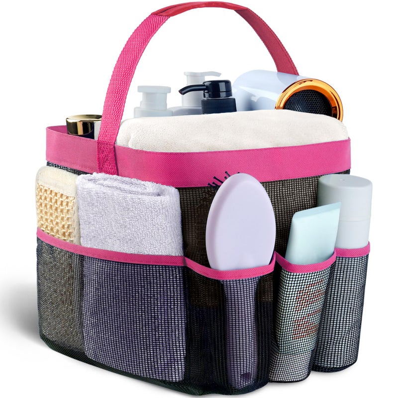 Attmu Mesh Shower Caddy Portable for College Dorm Room Essentials with 8 Pockets Hanging Shower Caddy Dorm Basket Quick Dry Shower Bag for Bathroom