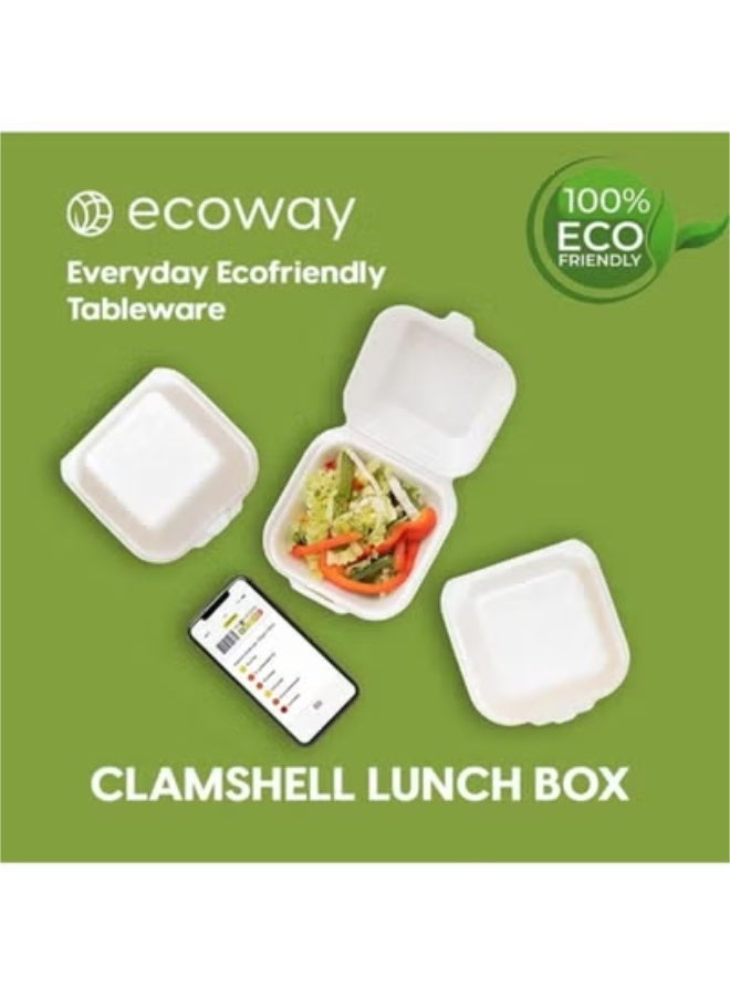 ECOWAY حاويات طعام قابلة للتحلل 100% من إيكواي [6x9" 25-عبوة] جودة ثقيلة للحاويات القابلة للاستخدام، مصنوعة من الألياف الطبيعية من قصب السكر، صديقة للبيئة وقابلة للتحلل الحيوي. - Image 3